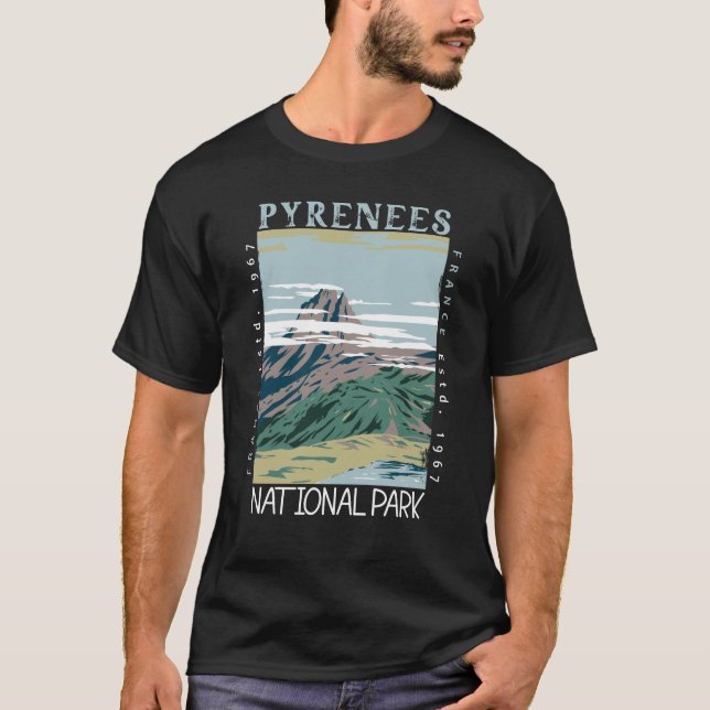 Pyrenees National Park France Vintage Distressed T-Shirt (Front)