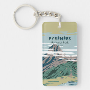 Pyrenees National Park France Vintage Key Ring
