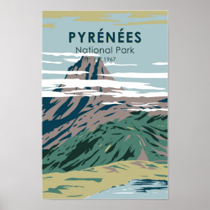 Pyrenees National Park France Vintage Poster