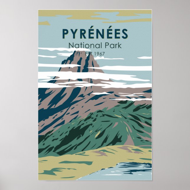Pyrenees National Park France Vintage Poster (Front)