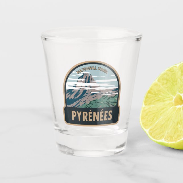 Pyrenees National Park France Vintage  Shot Glass (Front)