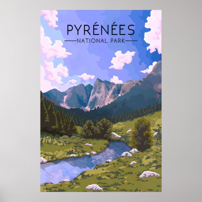 Pyrenees National Park Travel Poster (Front)
