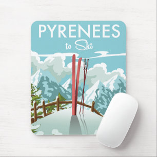 Pyrenees To Ski travel print. Mouse Mat