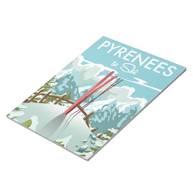 Pyrenees To Ski travel print. Notepad (Angled)