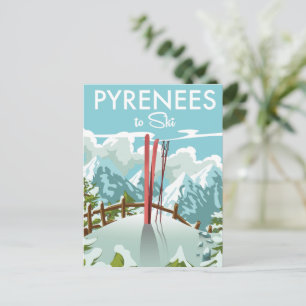Pyrenees To Ski travel print. Postcard