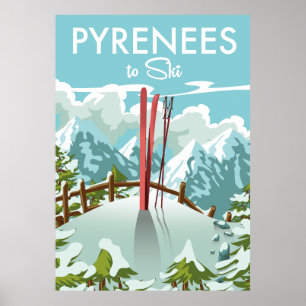 Pyrenees To Ski travel print. Poster