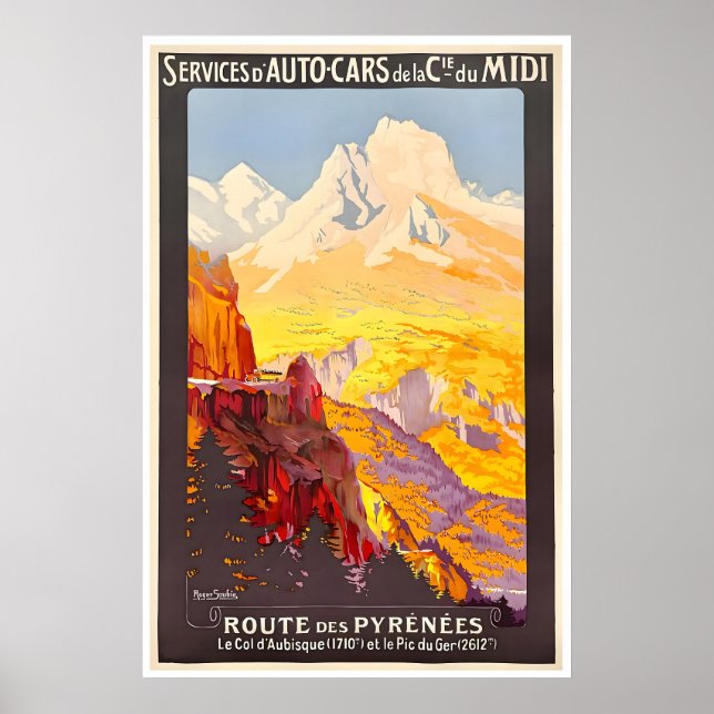 Pyrenees Travel Poster Spain Print Spanish Wall (Front)