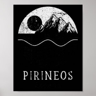 Pyrenees Vintage Mountains Hiking Camping Spain Re Poster