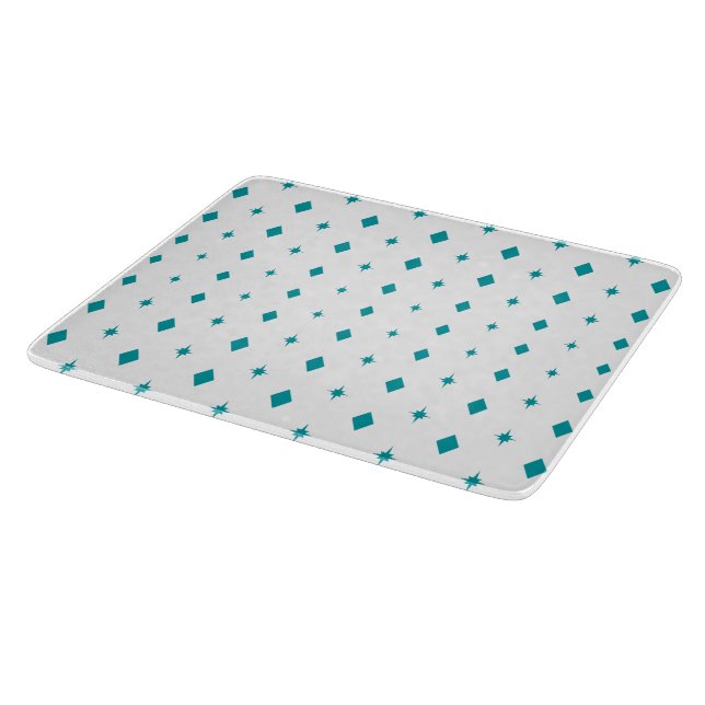 Pyrex Diamonds & Stars Glass Cutting Board 6"x7" (Corner)