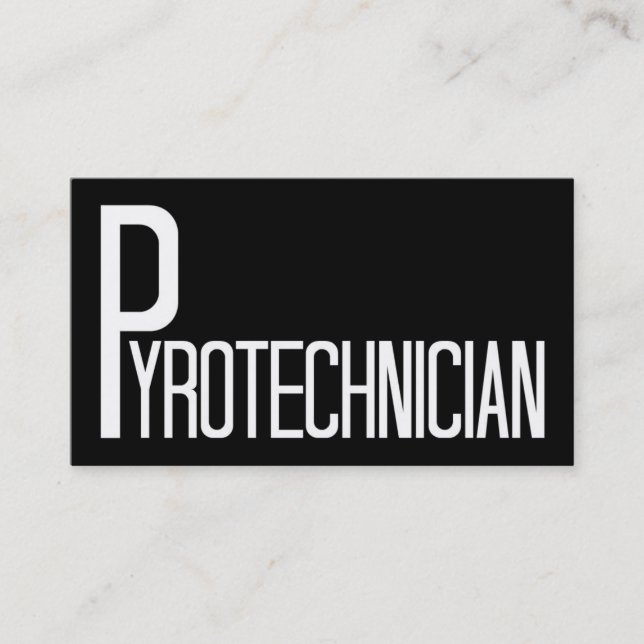 Pyrotechnician Black and White Business Card (Front)