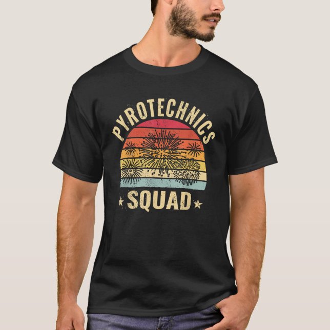 Pyrotechnics Squad firework retro for men pyrotech T-Shirt (Front)