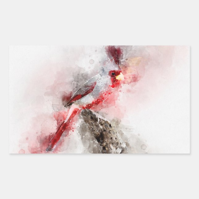 Pyrrhuloxia water colour rectangular sticker (Front)