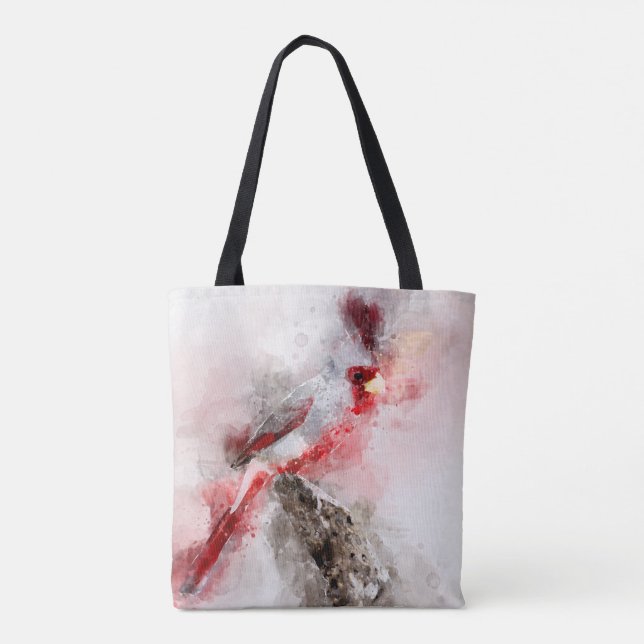Pyrrhuloxia watercolor tote bag (Back)