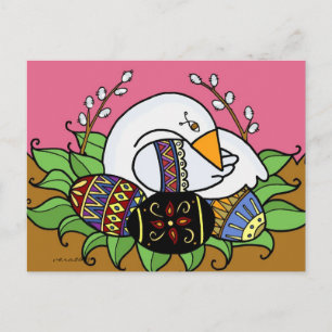 Pysanky and Goose Ukrainian Folk Art Postcard