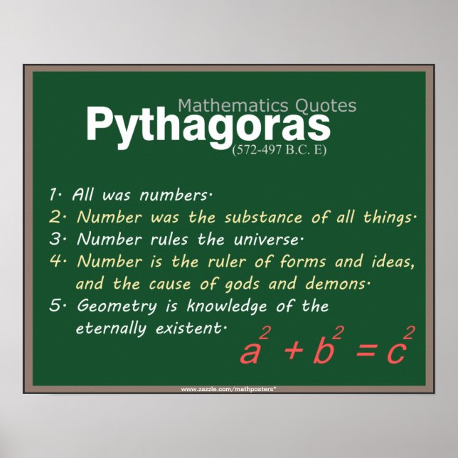 Pythagoras Mathematics quotes Poster (Front)