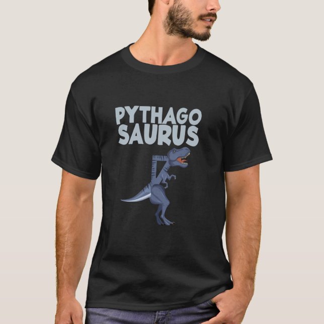 Pythagoras Theorem Funny Math Teacher T-Rex Dinosa T-Shirt (Front)