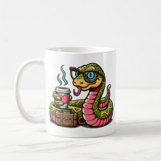 Python drinking coffee  coffee mug