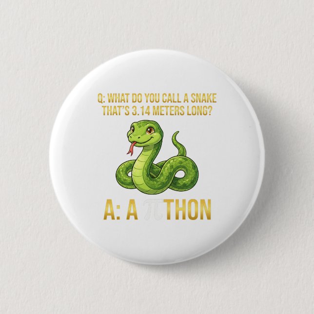 Python Pithon Pi Day Symbol Funny Math Teacher 3 1 6 Cm Round Badge (Front)