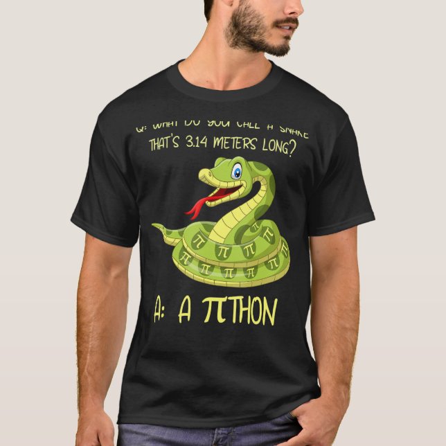 Python Pithon Pi Symbol Funny Math Mathematic Teac T-Shirt (Front)