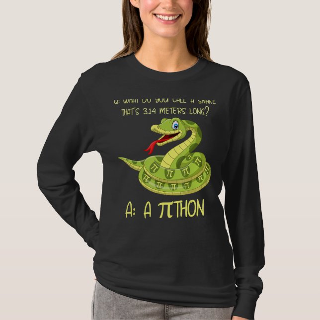 Python Pithon Pi Symbol Funny Math Mathematic Teac T-Shirt (Front)