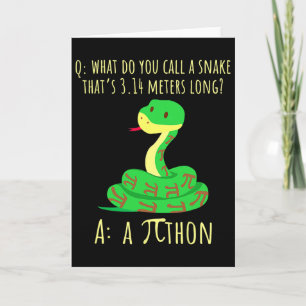 Python Pithon Pi Symbol Funny Math Teacher Pi Day  Card