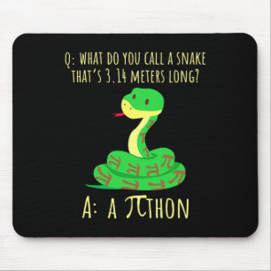 Python Pithon Pi Symbol Funny Math Teacher Pi Day Mouse Mat