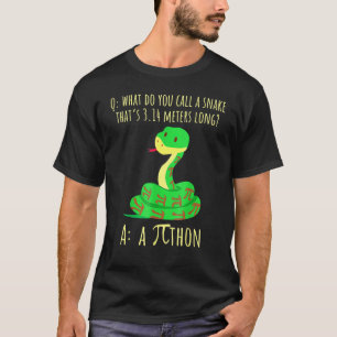 Python Pithon Pi Symbol Funny Math Teacher Pi Day T-Shirt