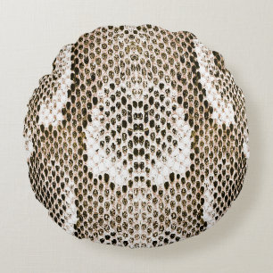 python skin, snake pattern, animal skin pattern de round cushion