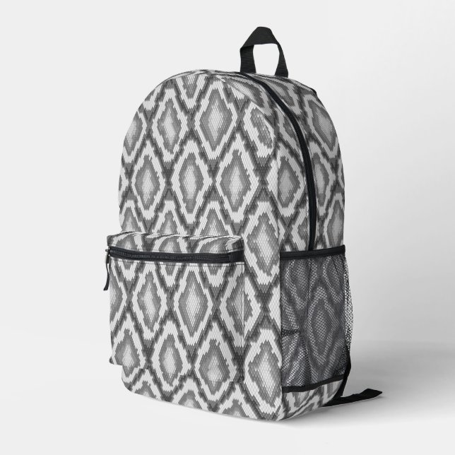 Python snake skin pattern printed backpack (Back Corner Right)