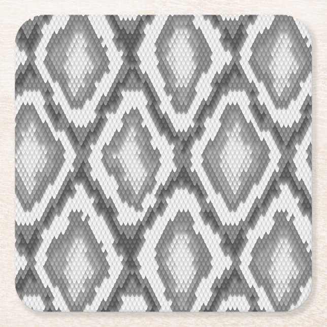 Python snake skin pattern square paper coaster (Front)