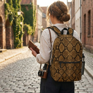 Python Snakeskin Print Printed Backpack