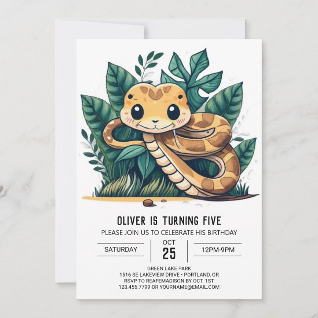 Pythons Editable Kids Birthday Invitation (Front)