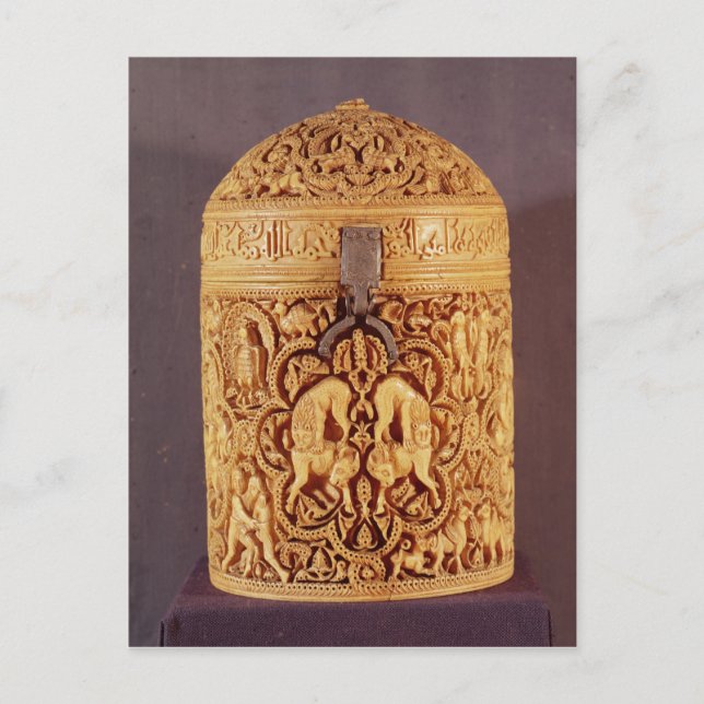 Pyx with a relief depicting the pleasures postcard (Front)