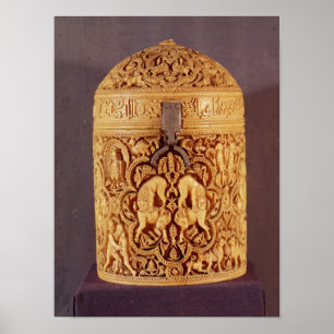 Pyx with a relief depicting the pleasures poster