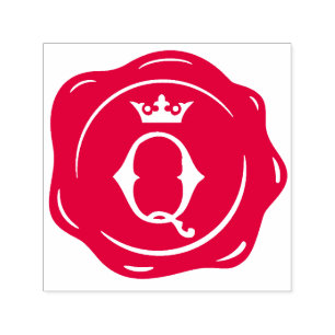 Q - Antique Wax Seal Gothic Crown Initial Letter Self-inking Stamp