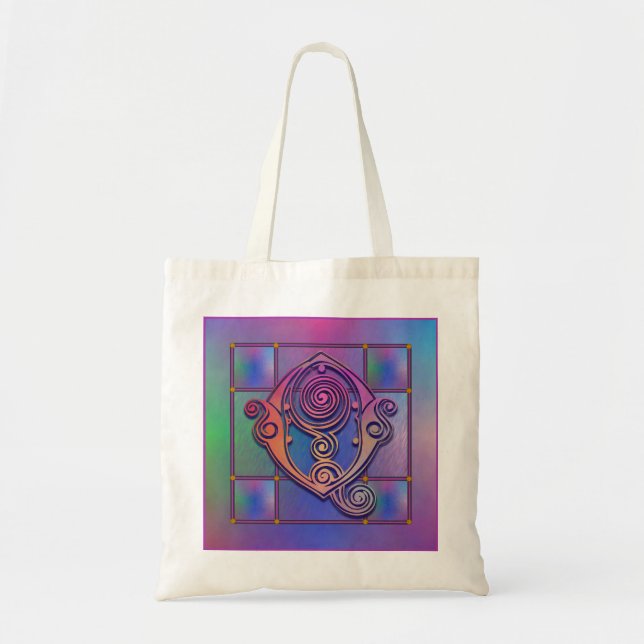 Q “Blue Rain Glass” Custom Monogram Tote Bags (Front)