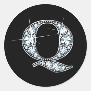"Q" Diamond Bling Sticker