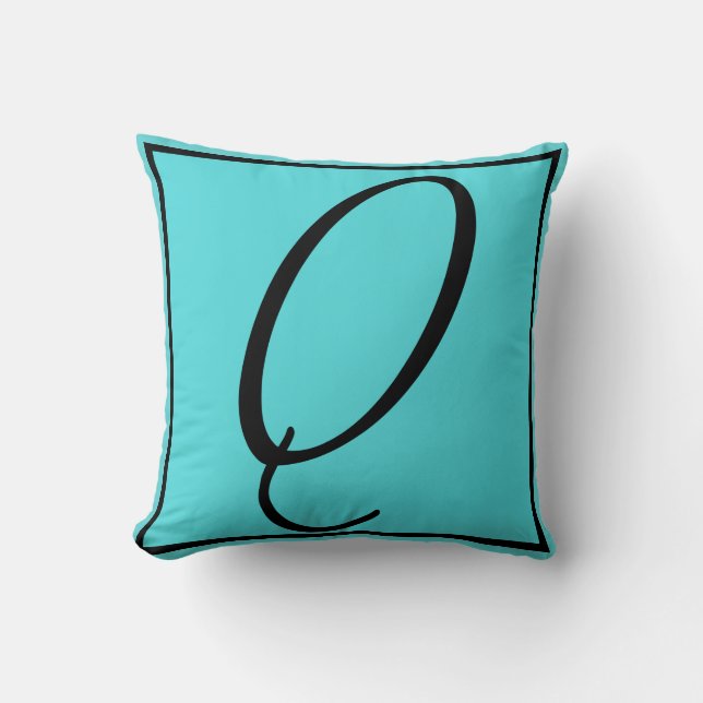 Q INITIAL PILLOW - Letter Q on Aqua Background (Front)