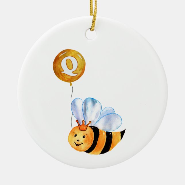 Q is for QUEEN BEE Ceramic Tree Decoration (Front)