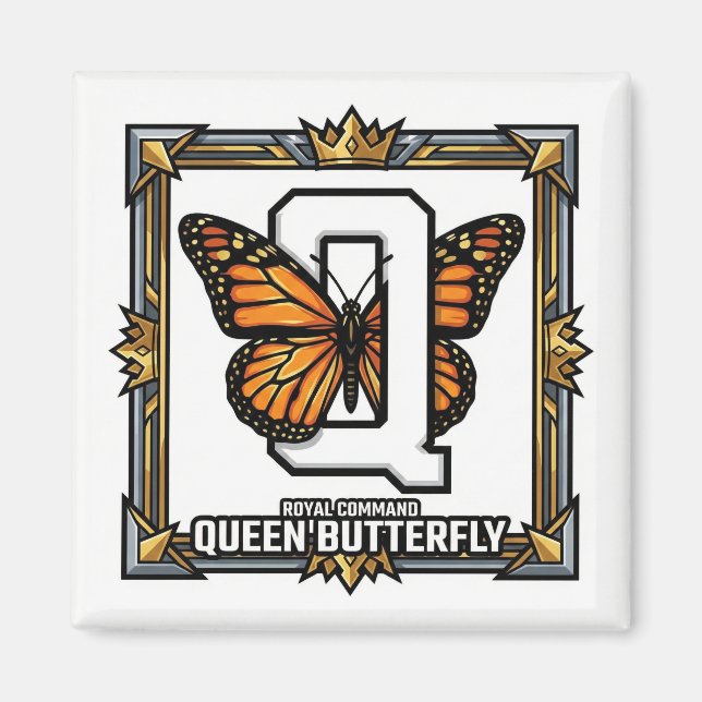 Q is for Queen Butterfly – GTA Style ABC Learning Magnet (Front)
