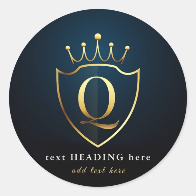 Q - Letter Monogram Round Sticker (Front)