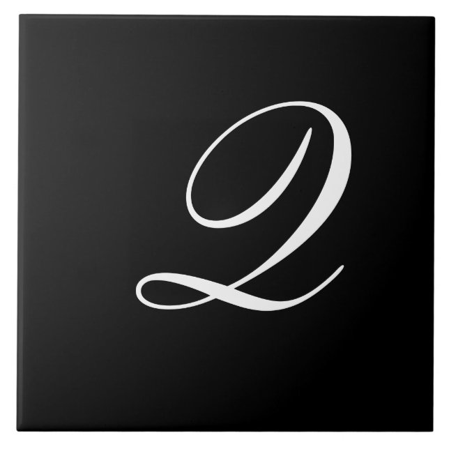 Q Monogram Initial White on Black Tile (Front)