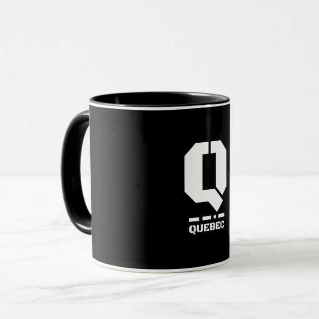 Q(Quebec) NATO Phonetic Alphabet & Morse Code Mug (Front Left)