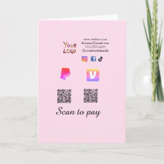 Q R code PayPal venmo scan pay add social media de Card