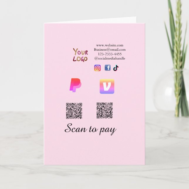Q R code PayPal venmo scan pay add social media de Card (Front)
