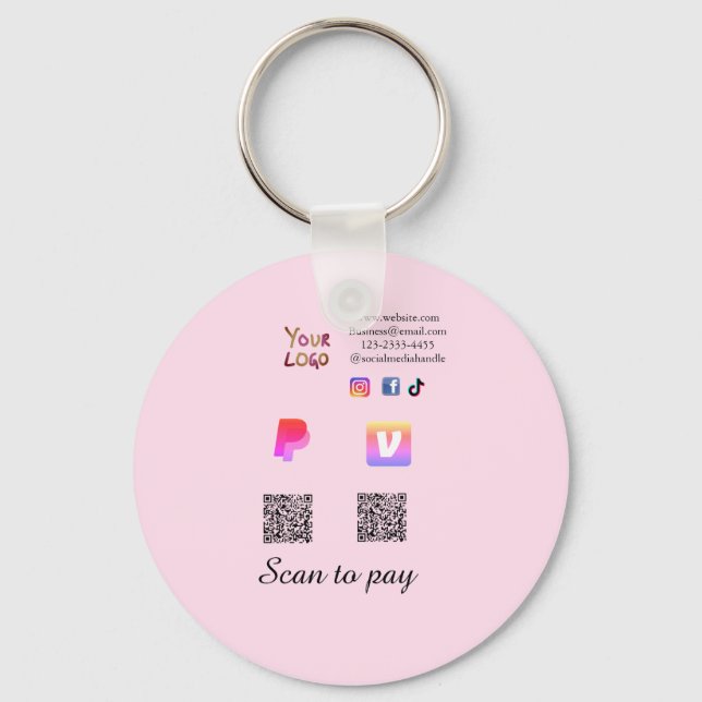 Q R code PayPal venmo scan pay add social media de Key Ring (Front)