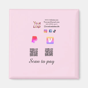 Q R code PayPal venmo scan pay add social media de Magnet