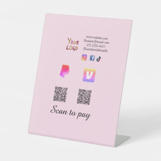 Q R code PayPal venmo scan pay add social media de Pedestal Sign