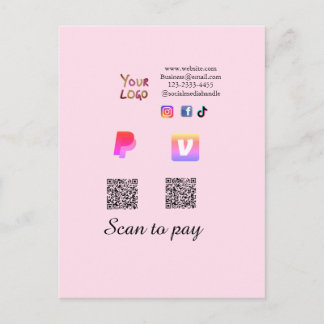 Q R code PayPal venmo scan pay add social media de Postcard