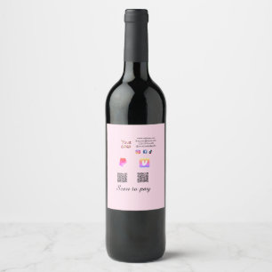 Q R code PayPal venmo scan pay add social media de Wine Label